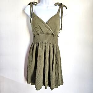 Liberty Love Olive Green Babydoll Dress Jr Size L Y2K Forest Fairy‎ Goblincore